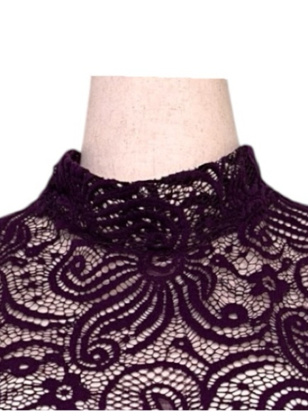 Purple Snow Purple Sheer Lace Top XL Mock Neck Y2K Whimsigoth Dark Fairy Goth - Picture 5 of 12